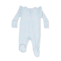Ruffle Sleeve Zippered Footie- Tiny Cherry Stripe