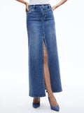 RYE DENIM TWO TONE MAXI SKIRT - BROOKLYN BLUE