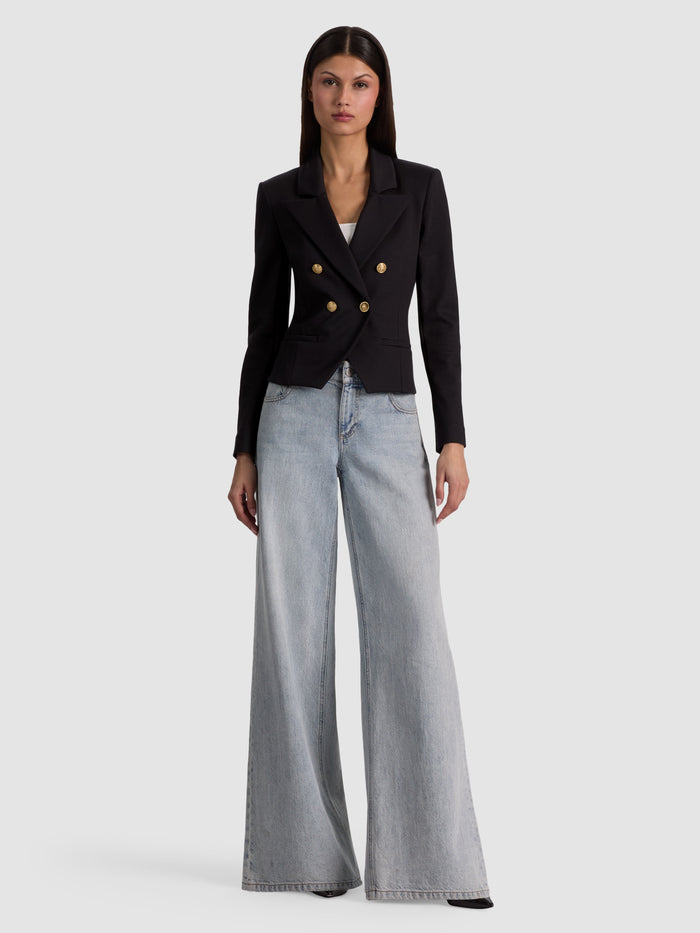 SABLE DOUBLE BREASTED CROPPED BLAZER - BLACK