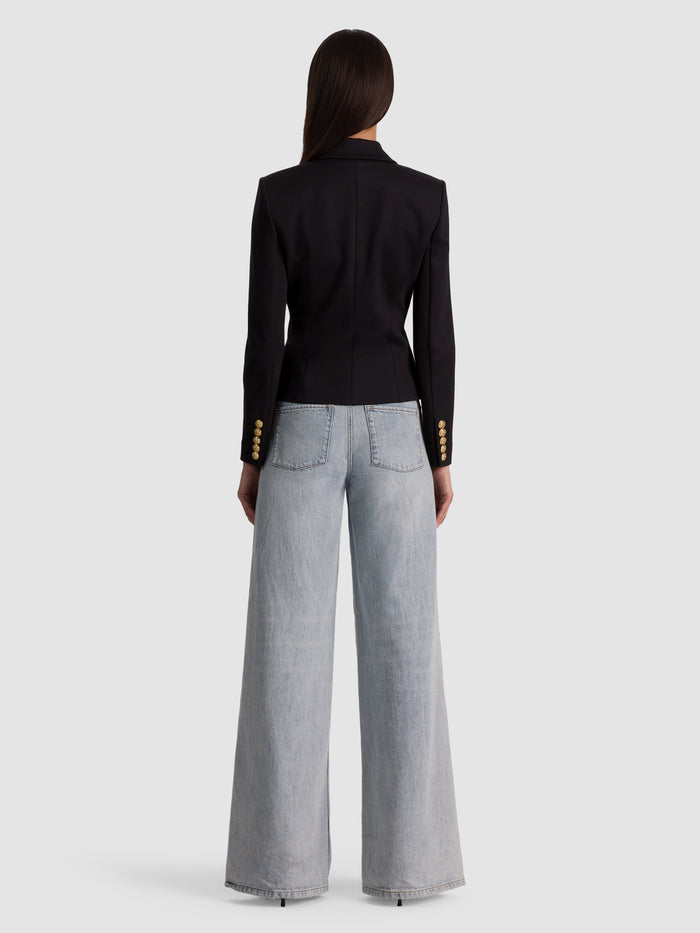 SABLE DOUBLE BREASTED CROPPED BLAZER - BLACK