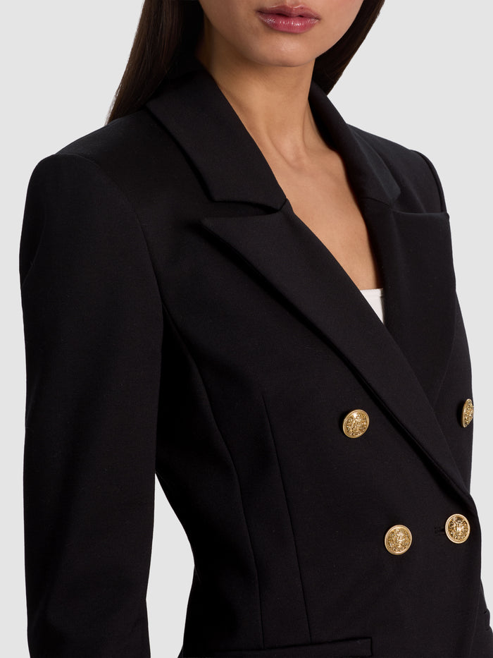 SABLE DOUBLE BREASTED CROPPED BLAZER - BLACK