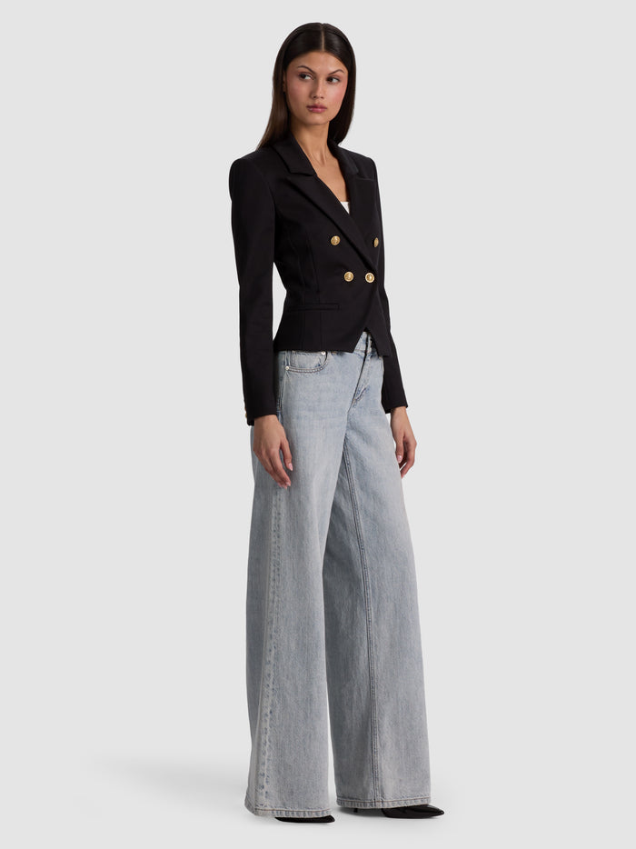 SABLE DOUBLE BREASTED CROPPED BLAZER - BLACK