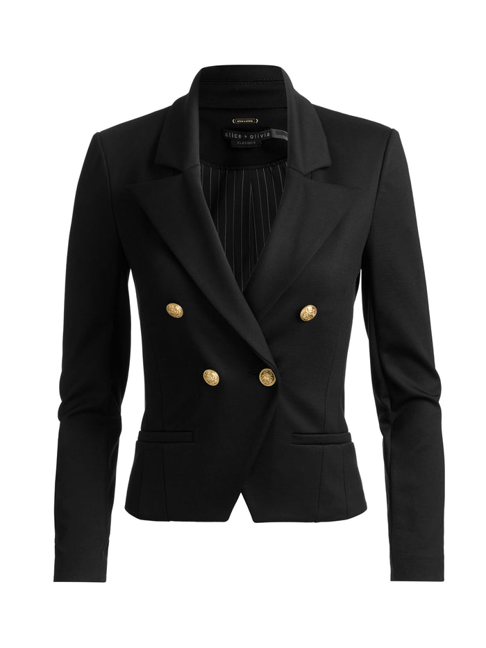 SABLE DOUBLE BREASTED CROPPED BLAZER - BLACK