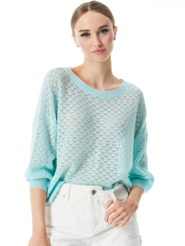 SAFFI POINTELLE PULLOVER - POWDER BLUE