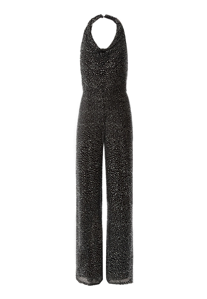 SALEM CRYSTAL HALTER JUMPSUIT - BLACK/CRYSTAL