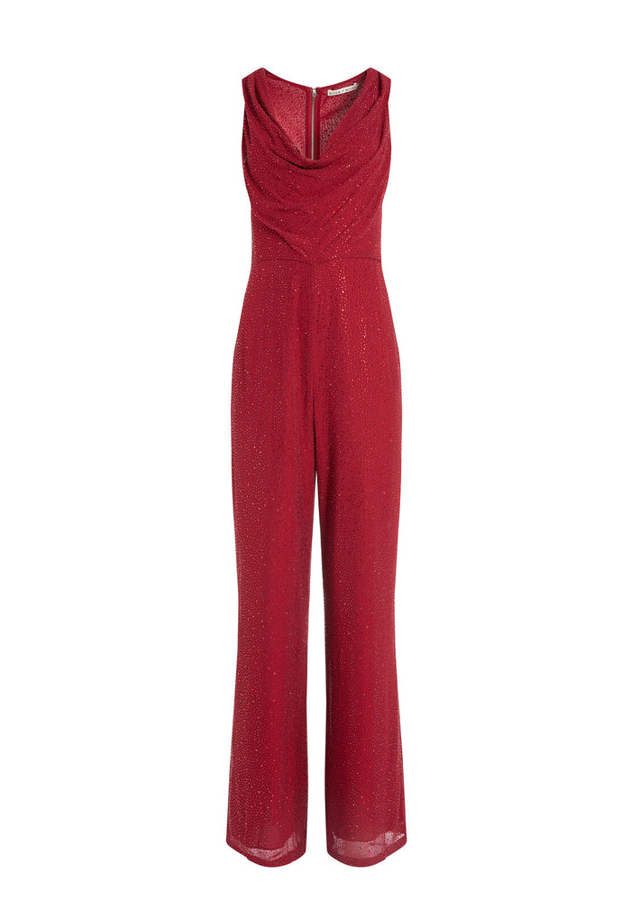 SALEM CRYSTAL HALTER JUMPSUIT - BORDEAUX