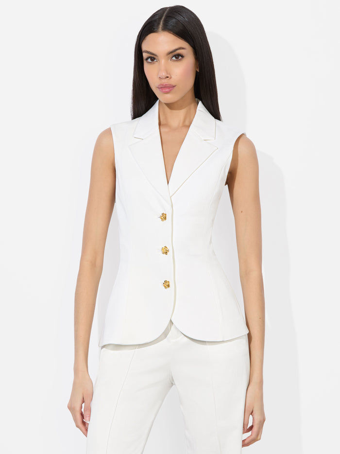 SAMMIE SCULPTED BLAZER VEST - OFF WHITE