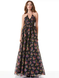 SAORI PRINCESS GOWN - MAGNOLIA FLORAL BLACK