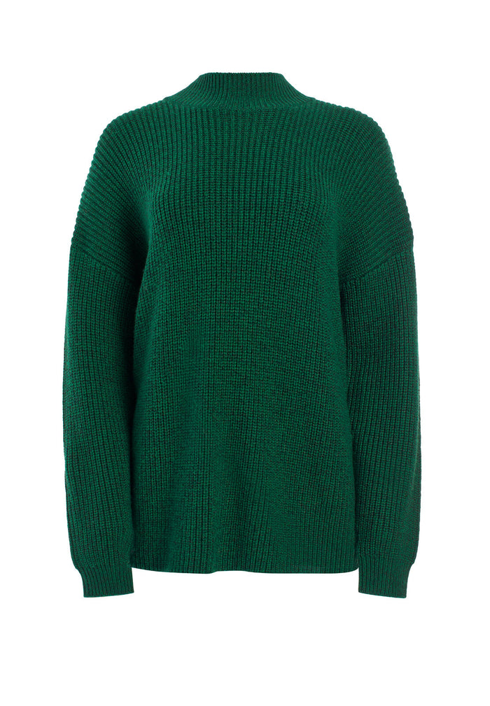 SARAH TWO WAY BOXY TURTLENECK - BASIL