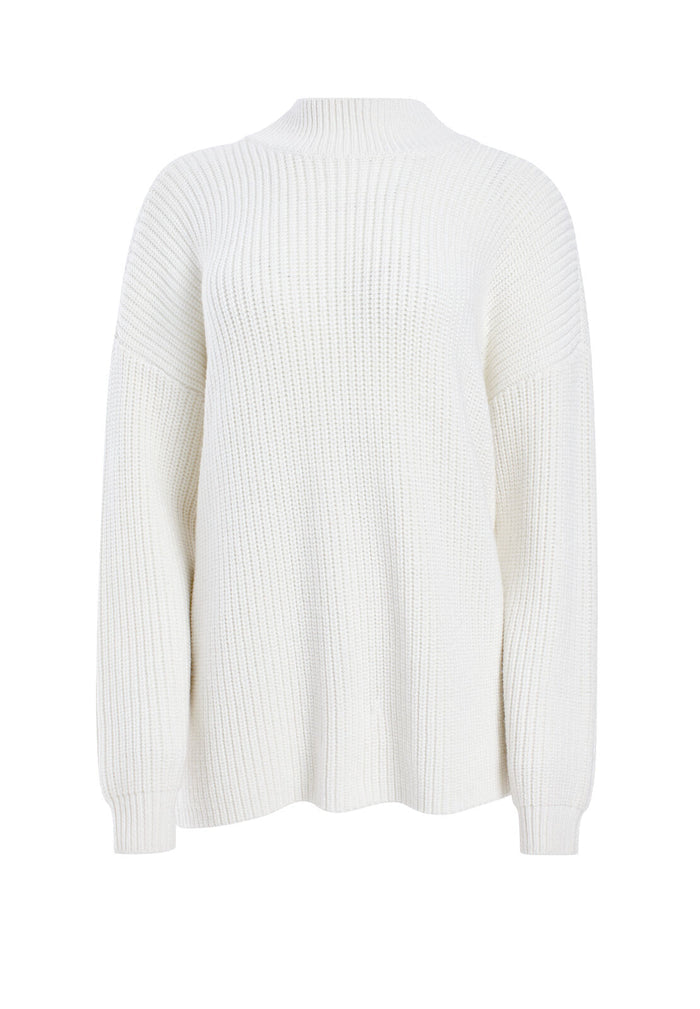 SARAH TWO WAY BOXY TURTLENECK - SOFT WHITE