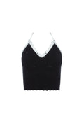 SARAN CROPPED HALTER TANK - BLACK/SOFT WHITE