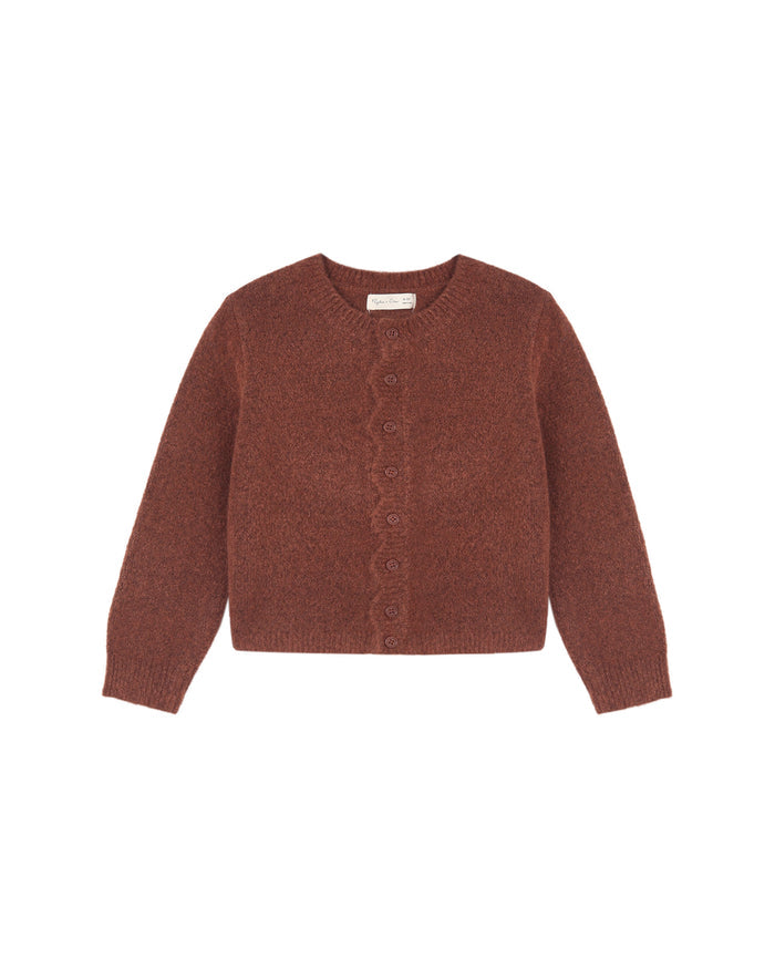 Scallop Cardigan- Brick