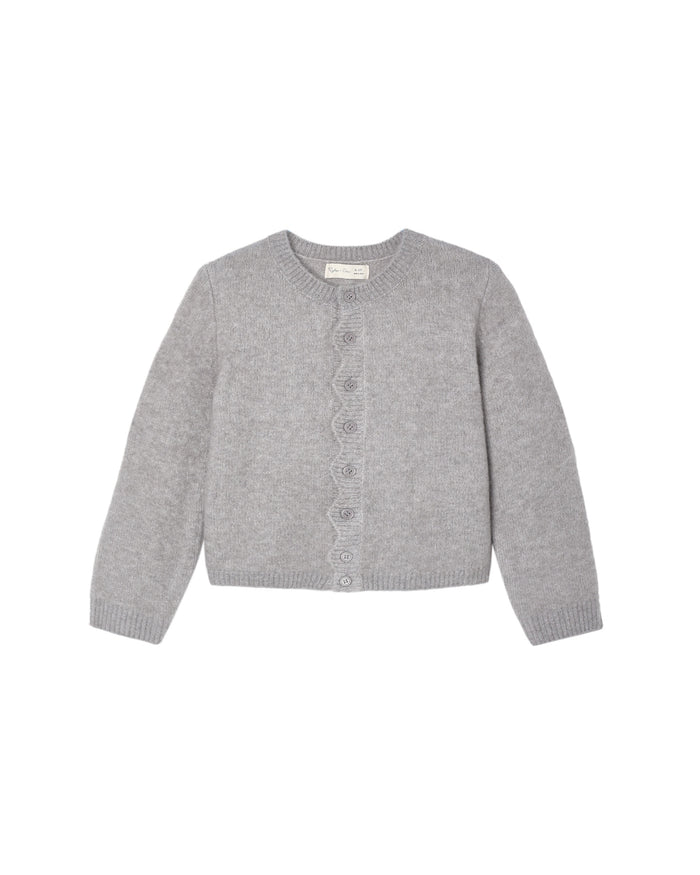 Scallop Cardigan- Dusty Blue