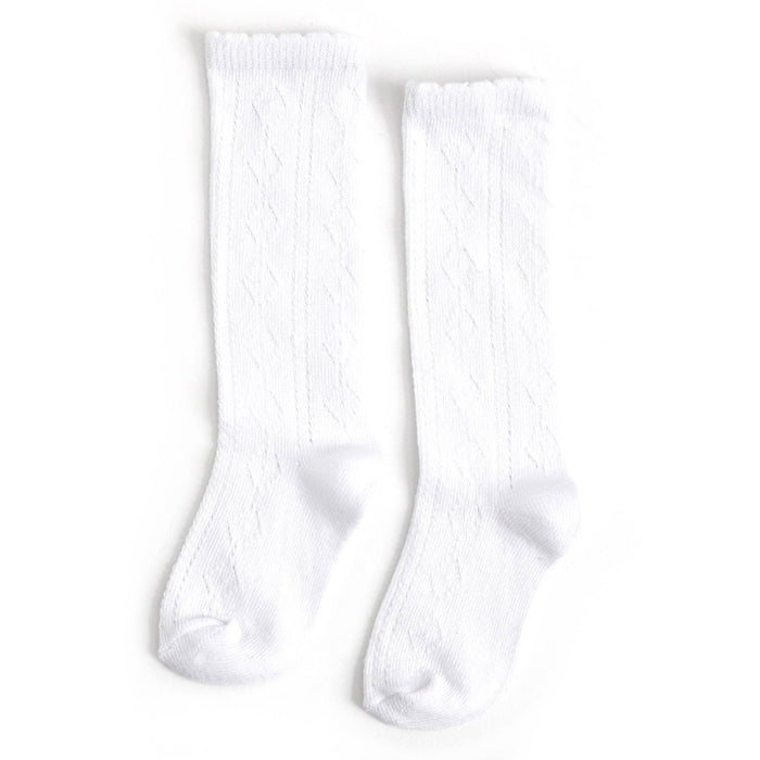 Scalloped Fancy Knee High Socks - White