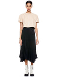 SERITA VEGAN LTHR CRP BOXY TOP - ALMOND