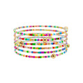 Set of 6 Multi Sead Beed and Gold Stretch Bracelets