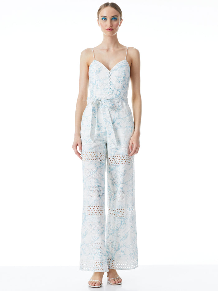 SHANTI JUMPSUIT WITH SMOCKED BACK - ANTIQUE BUTTERFLY