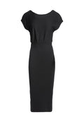 SHARA TWISTED BACK MIDI DRESS - BLACK