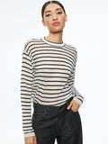 SHAROLYN KNIT CREW NECK TOP - ECRU/BLACK