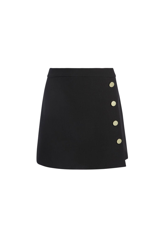 SHERILYN WRAP FRONT SKIRT - BLACK