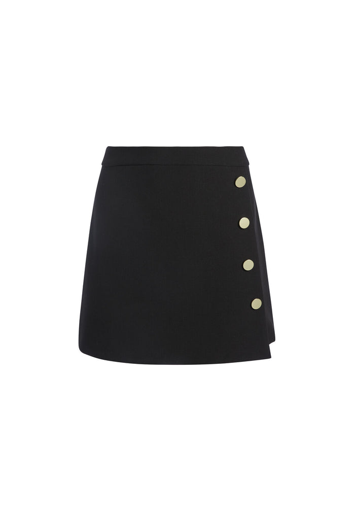 SHERILYN WRP FR BUTTONED SKORT - BLACK