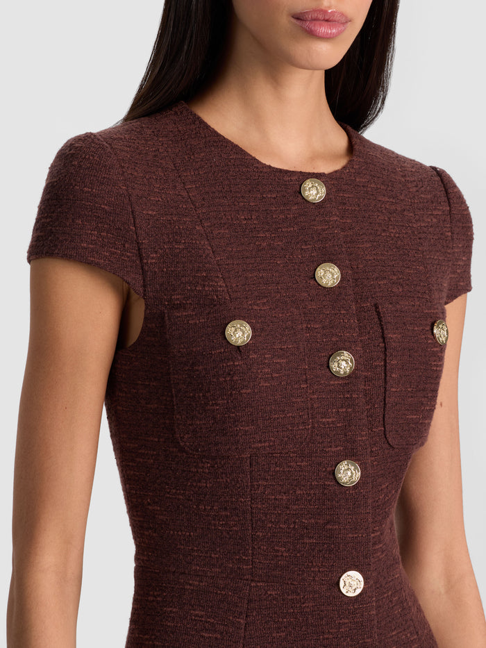 SHILOH MINI DRESS - DARK CHOCOLATE