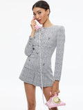SHILOH TWEED ROMPER - BLACK/OFF WHITE