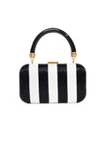 SHIRLEY EMB STRIPES LG CLUTCH - BLACK/WHITE