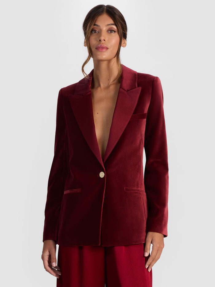 SILAS VELVET BLAZER - OXBLOOD