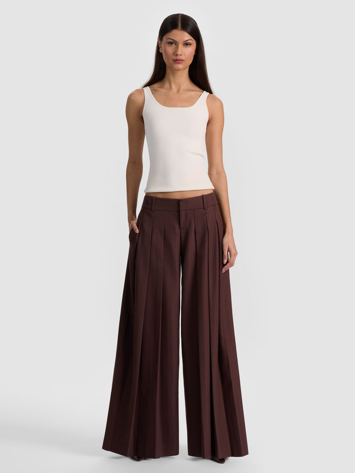 SIMON PLEATED TROUSER - DARK CHOCOLATE