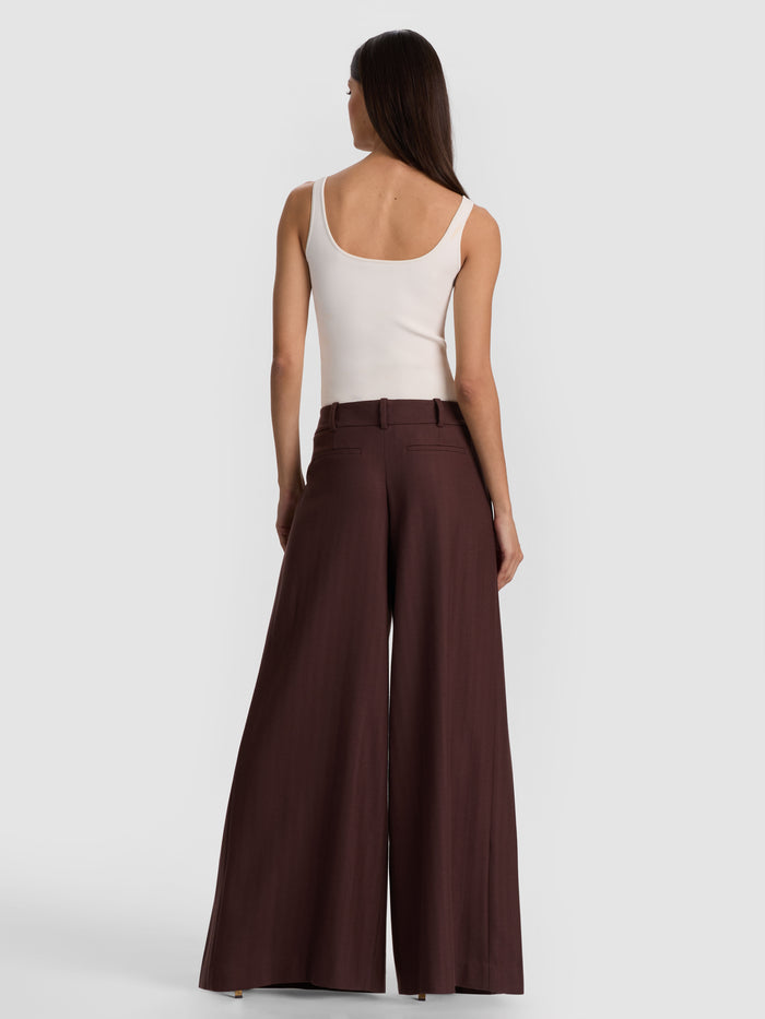 SIMON PLEATED TROUSER - DARK CHOCOLATE