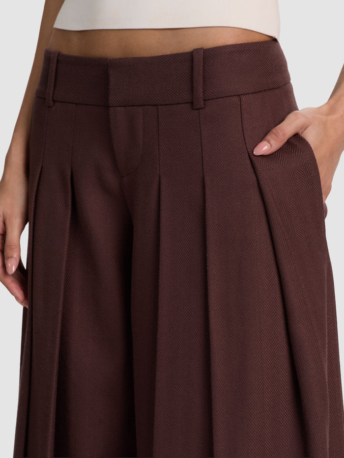 SIMON PLEATED TROUSER - DARK CHOCOLATE