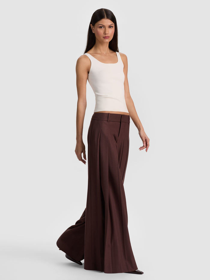 SIMON PLEATED TROUSER - DARK CHOCOLATE