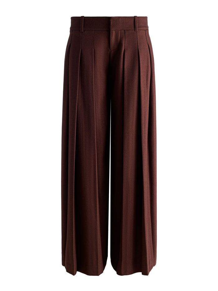 SIMON PLEATED TROUSER - DARK CHOCOLATE