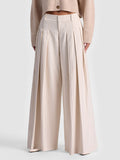 SIMON PLEATED TROUSER - OFF WHITE/OATMEAL