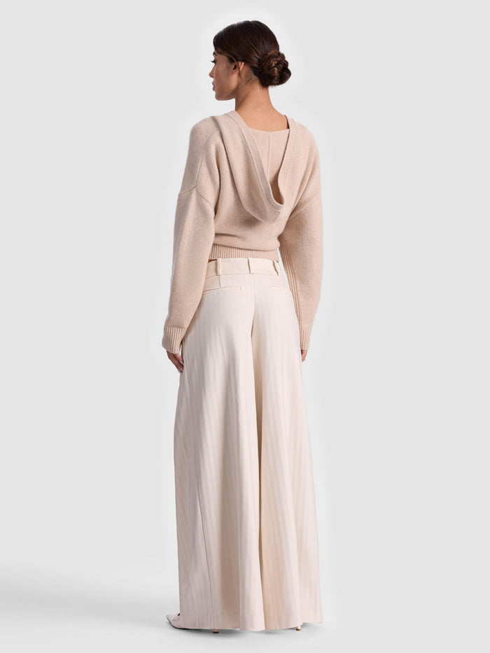 SIMON PLEATED TROUSER - OFF WHITE/OATMEAL