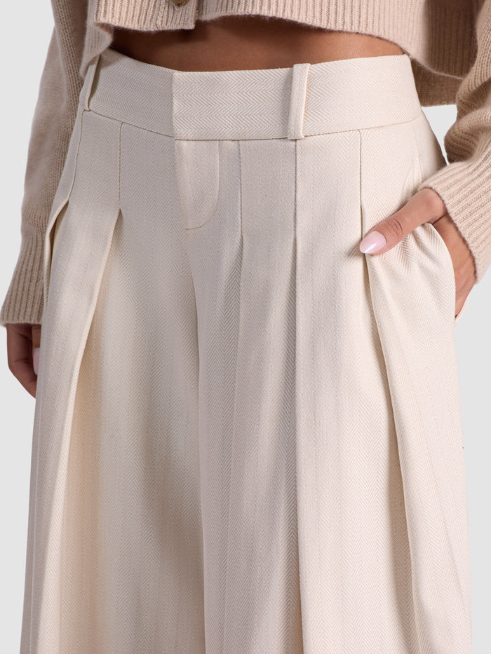 SIMON PLEATED TROUSER - OFF WHITE/OATMEAL