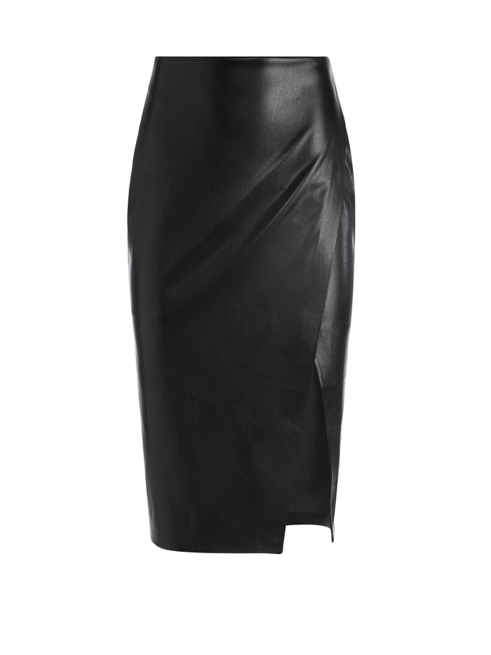 SIOBHAN VEGAN MIDI SKIRT - BLACK