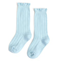 Sky Blue Frill Knee High Socks