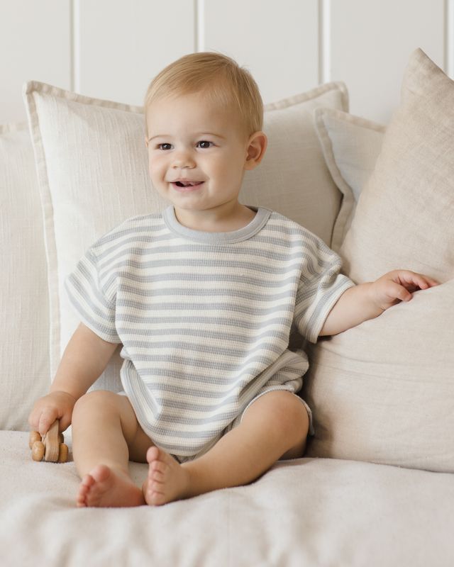 Sky Stripe Waffle Tee + Short Set