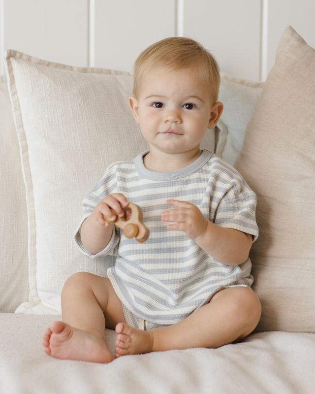 Sky Stripe Waffle Tee + Short Set