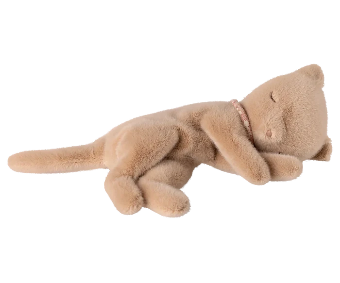 Sleeping Kitten Plush, Small- Cream Peach