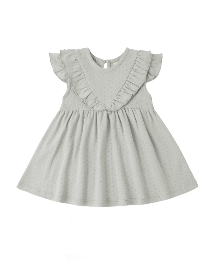 Sleeveless Ruffle V Dress Sage