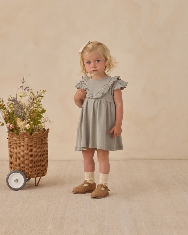 Sleeveless Ruffle V Dress Sage