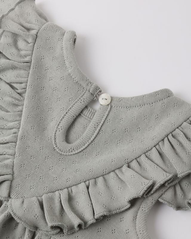 Sleeveless Ruffle V Dress Sage
