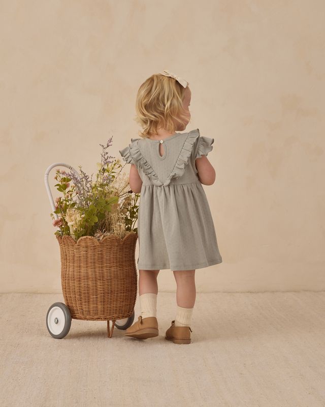 Sleeveless Ruffle V Dress Sage