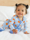 SoftSnooze™ Baby Bamboo Viscose Pumpkin Patch Gingham Footed One Piece Pajama