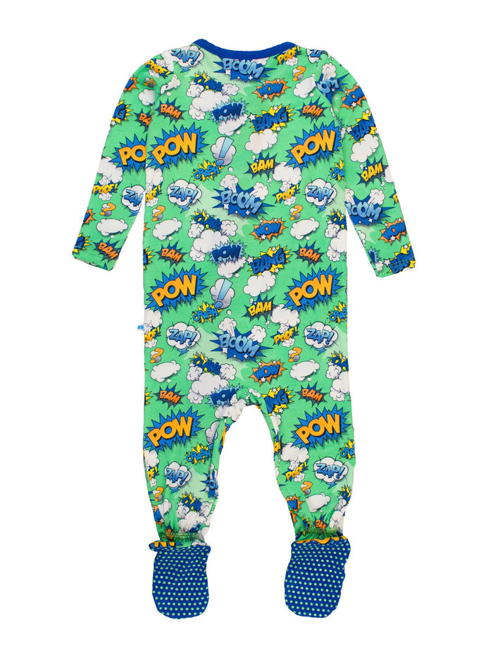 SoftSnooze™ Baby Boys Bamboo Viscose Boom Pow Footed One Piece Pajama