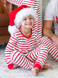 SoftSnooze™ Boys Cotton Modal Red & White Stripe Long Sleeve Pajama Set