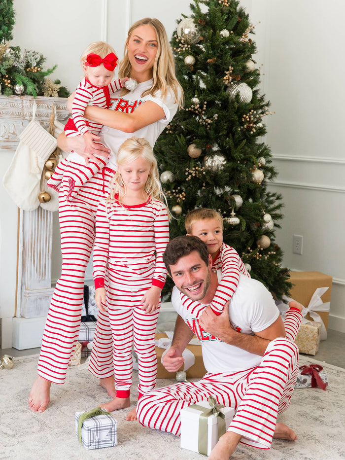 SoftSnooze™ Boys Cotton Modal Red & White Stripe Long Sleeve Pajama Set